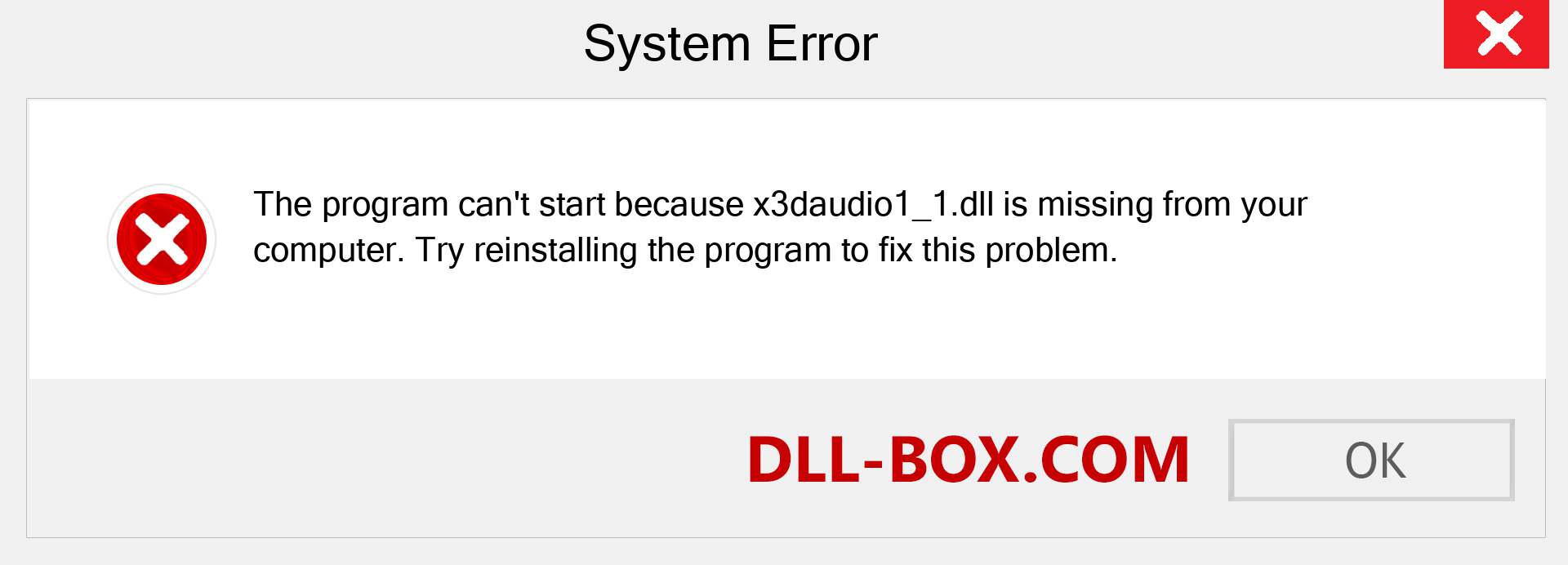  x3daudio1_1.dll file is missing?. Download for Windows 7, 8, 10 - Fix  x3daudio1_1 dll Missing Error on Windows, photos, images